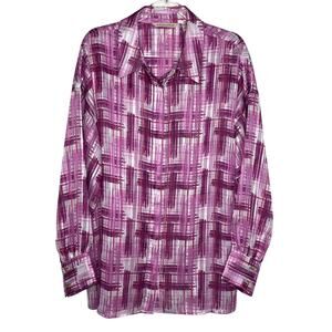 Soft Surroundings Womens Size Small Porta Blouse Tunic Top Abstract Magenta Pink